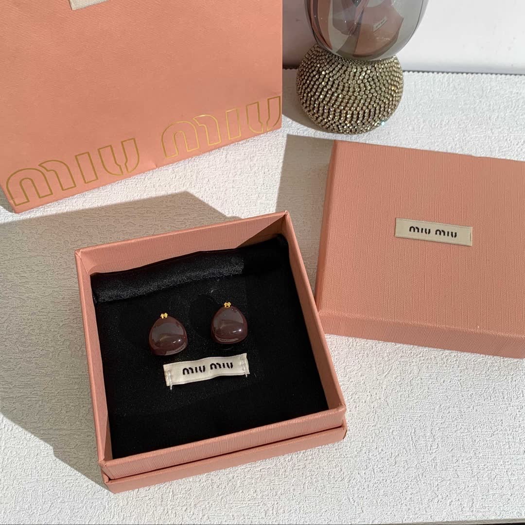 Miu Miu Elegant Brown Drop Earrings